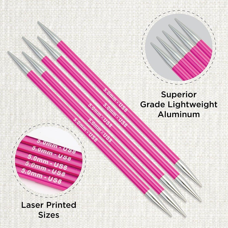 Knit Pro Zing Double Pointed Needles 6" (15cm) | US Size 8 (5mm) - Image 1